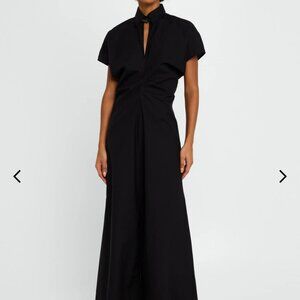 Brunello Cucinelli Shirred-Waist Cap-Sleeve Cotton Poplin Maxi Shirtdress NWT